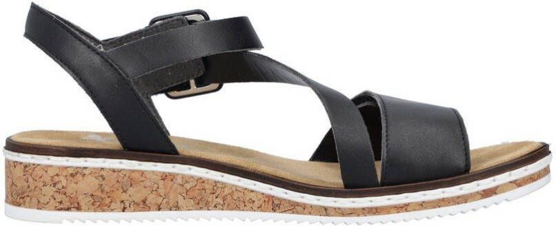 Rieker Sandalen zomerschoen sandaal sleehak met asymmetrische bandjes