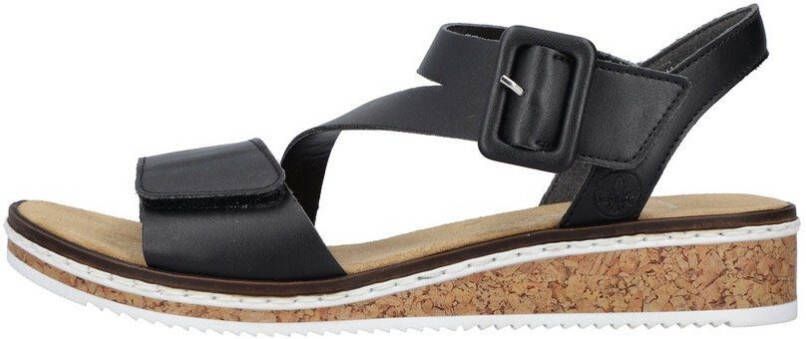 Rieker Sandalen zomerschoen sandaal sleehak met asymmetrische bandjes