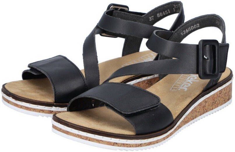 Rieker Sandalen zomerschoen sandaal sleehak met asymmetrische bandjes