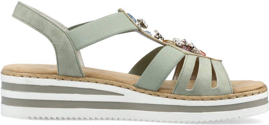 Rieker Sandalen zomerschoen sandaal sleehak met decoratieve elementen