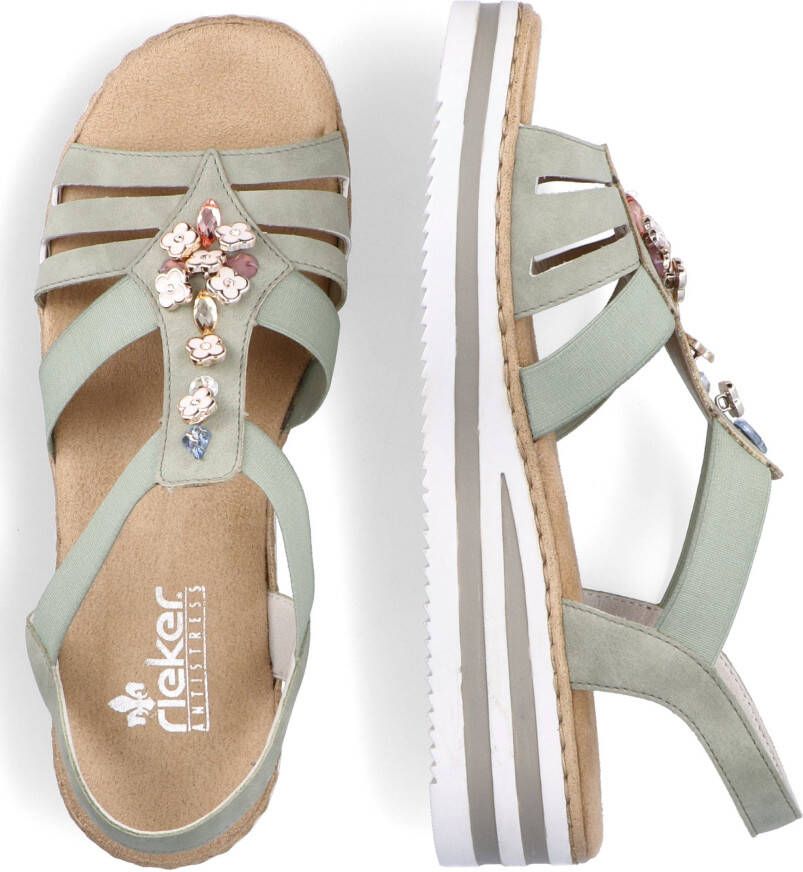 Rieker Sandalen zomerschoen sandaal sleehak met decoratieve elementen