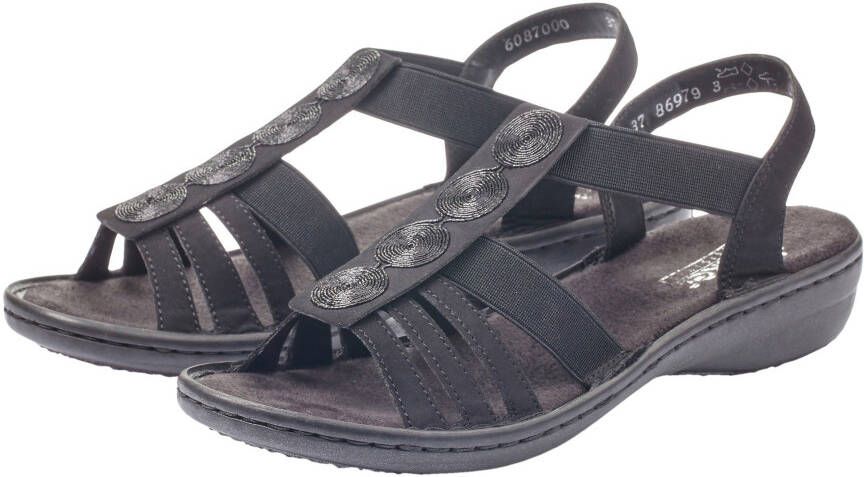 Rieker Sandalen zomerschoen sandaal keilhak met decoratieve applicatie