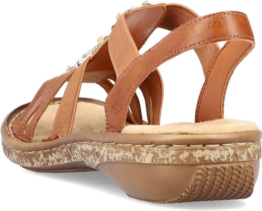 Rieker Sandalen met siersteen- en schelpgarnering