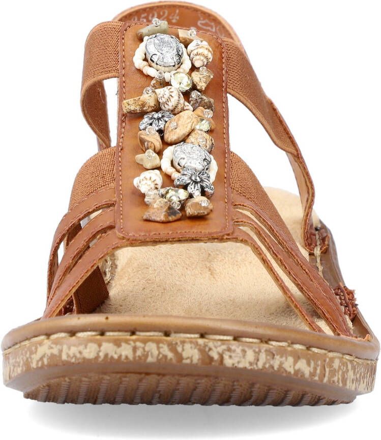 Rieker Sandalen met siersteen- en schelpgarnering