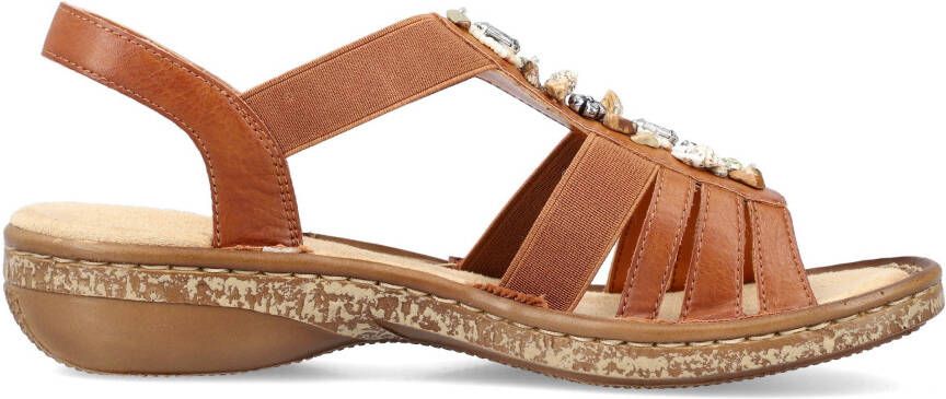 Rieker Sandalen met siersteen- en schelpgarnering