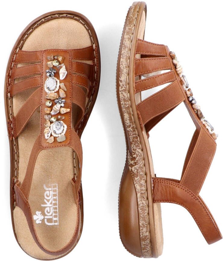 Rieker Sandalen met siersteen- en schelpgarnering