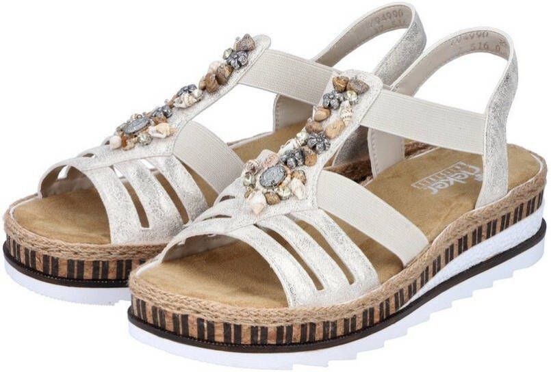 Rieker Sandalen zomerschoen sandaal sleehak in metallic-look