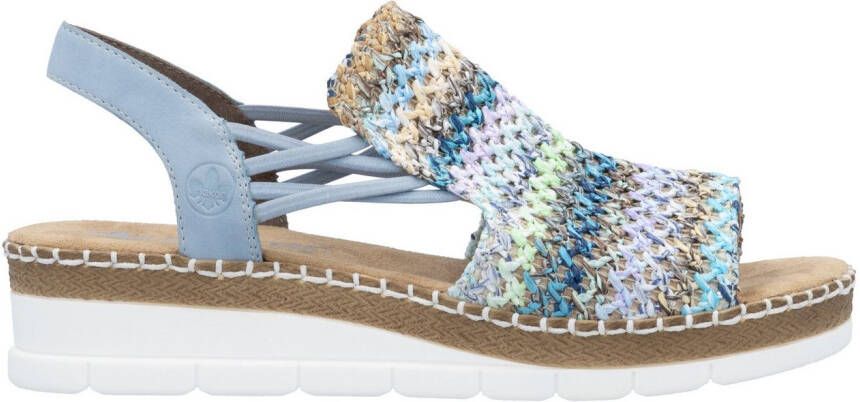 Rieker Sandalen zomerschoen sandaal sleehak in modieuze vlecht-look