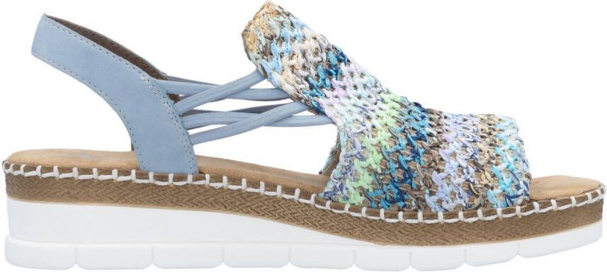 Rieker Sandalen zomerschoen sandaal sleehak in modieuze vlecht-look
