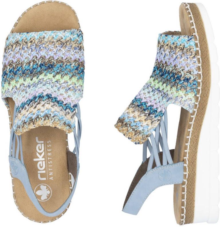 Rieker Sandalen zomerschoen sandaal sleehak in modieuze vlecht-look