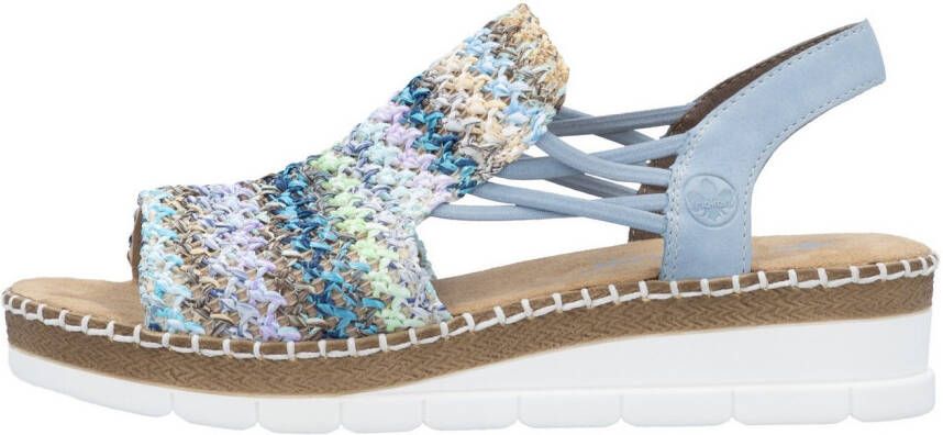 Rieker Sandalen zomerschoen sandaal sleehak in modieuze vlecht-look