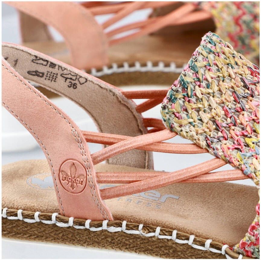 Rieker Sandalen zomerschoen sandaal sleehak in modieuze vlecht-look