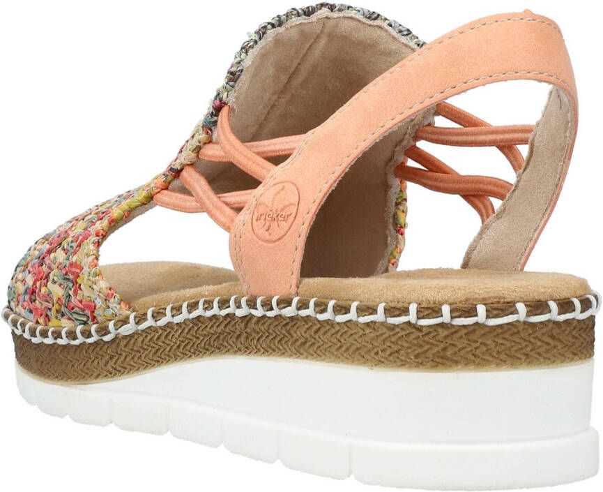 Rieker Sandalen zomerschoen sandaal sleehak in modieuze vlecht-look