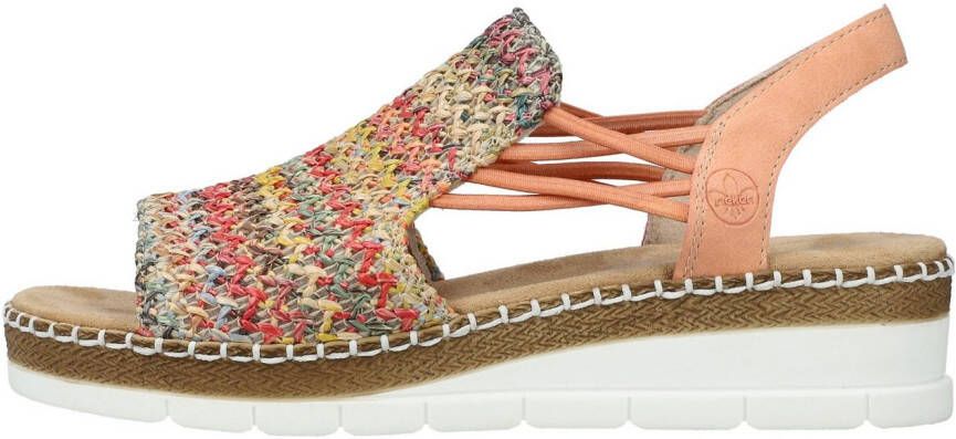 Rieker Sandalen zomerschoen sandaal sleehak in modieuze vlecht-look