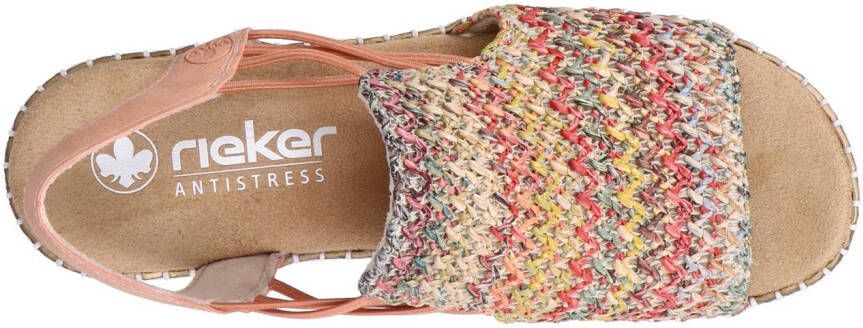Rieker Sandalen zomerschoen sandaal sleehak in modieuze vlecht-look