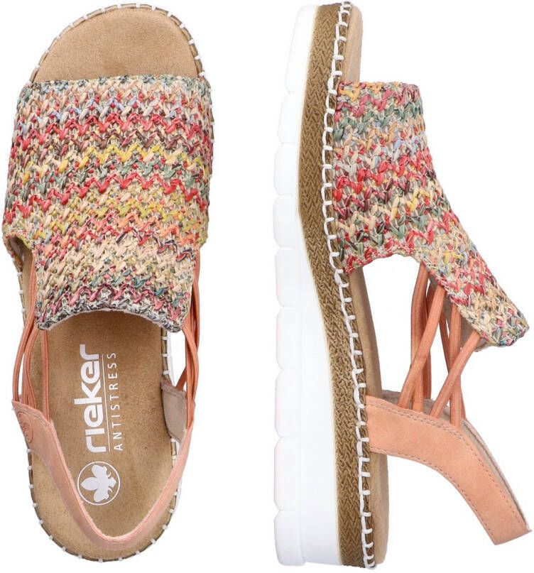 Rieker Sandalen zomerschoen sandaal sleehak in modieuze vlecht-look
