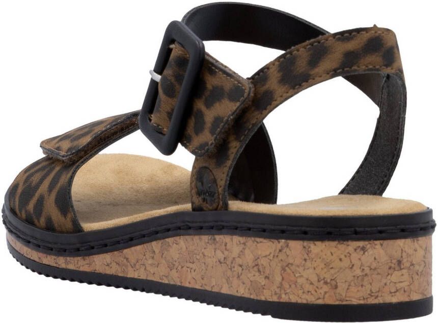 Rieker Sandalen zomerschoen sandaal sleehak met asymmetrische bandjes