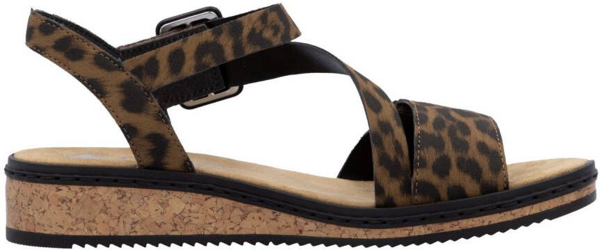 Rieker Sandalen zomerschoen sandaal sleehak met asymmetrische bandjes