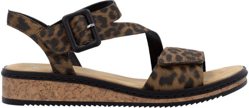 Rieker Sandalen zomerschoen sandaal sleehak met asymmetrische bandjes