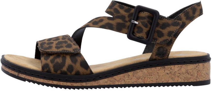 Rieker Sandalen zomerschoen sandaal sleehak met asymmetrische bandjes
