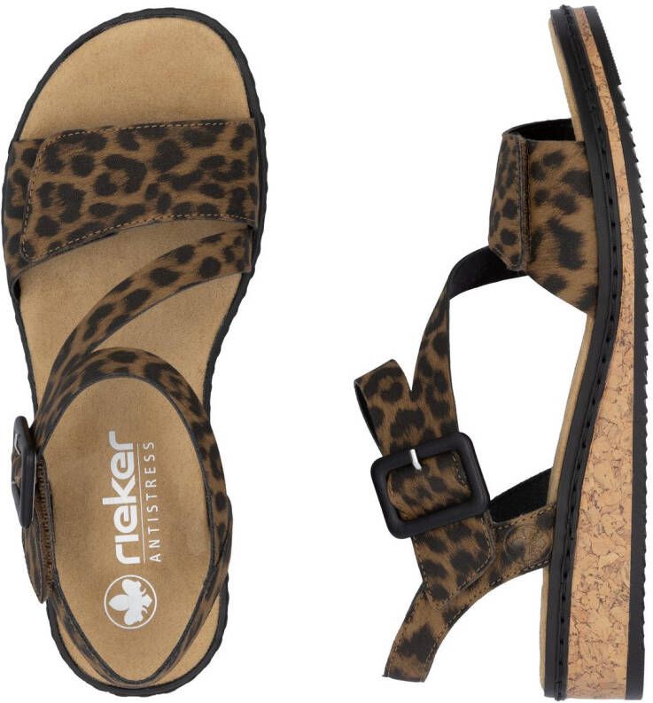 Rieker Sandalen zomerschoen sandaal sleehak met asymmetrische bandjes