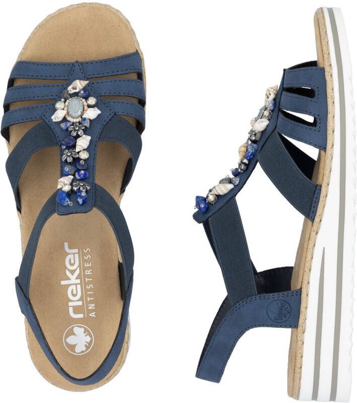 Rieker Sandalen zomerschoen sandaal sleehak met zomerse versiering