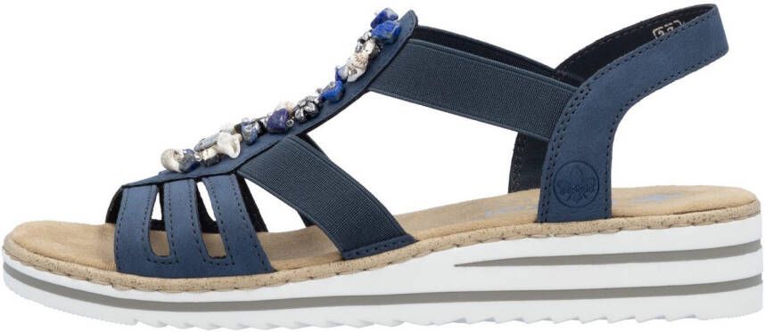 Rieker Sandalen zomerschoen sandaal sleehak met zomerse versiering