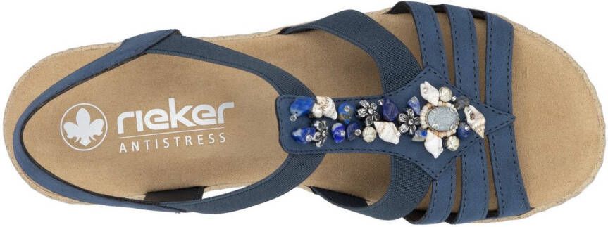 Rieker Sandalen zomerschoen sandaal sleehak met zomerse versiering