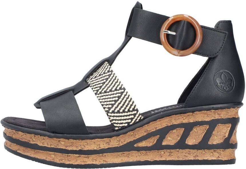 Rieker Sleehaksandaaltjes Zomerschoen plateausandaaltje sandaal met modieuze 6 cm sleehak - Foto 6