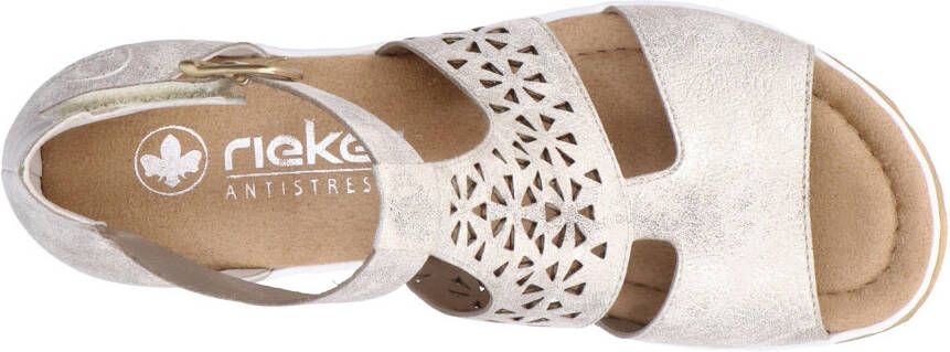 Rieker Sleehaksandaaltjes zomerschoen sandaal wig hak in actuele metallic-look