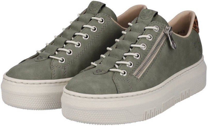 Rieker Plateausneakers met leoprint inzet bij de hak