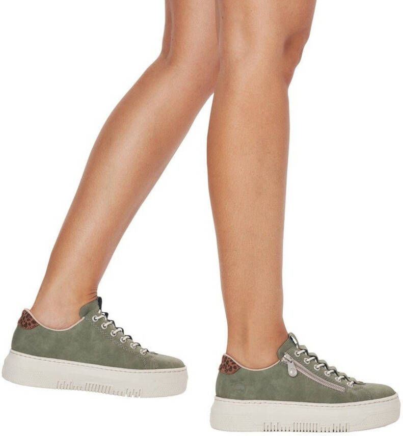 Rieker Plateausneakers met leoprint inzet bij de hak