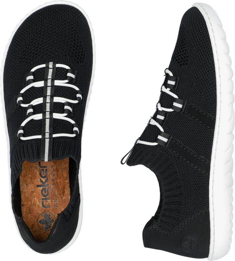 Rieker Slip-on sneakers Barefootschoenen slipper vrijetijdsschoen lage schoen met elastische brei-schaft