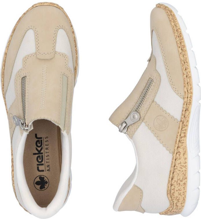 Rieker Slip-on sneakers lage schoen vrijetijdsschoen met rits en memosoft-binnenzool