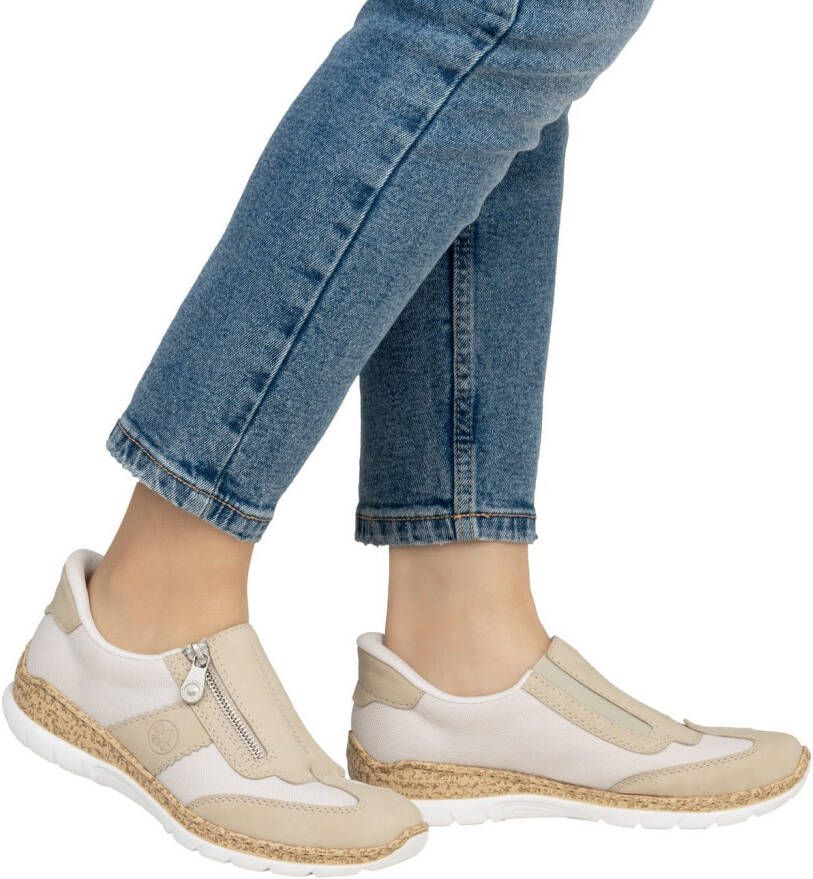 Rieker Slip-on sneakers lage schoen vrijetijdsschoen met rits en memosoft-binnenzool