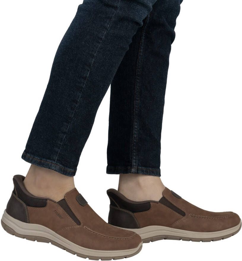Rieker Slip-on sneakers slipper vrijetijdsschoen lage schoen met elastische band en zachte binnenzool
