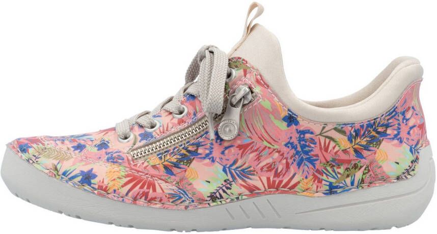 Rieker Slip-on sneakers vrijetijdsschoen lage schoen instapschoen met opgezette vetersluiting