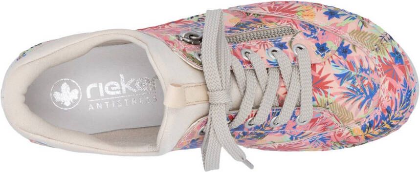 Rieker Slip-on sneakers vrijetijdsschoen lage schoen instapschoen met opgezette vetersluiting