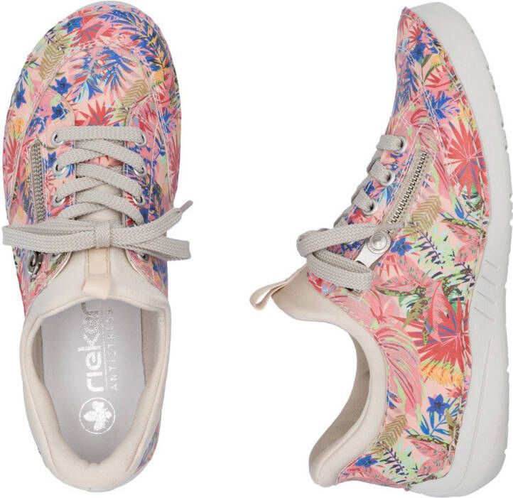 Rieker Slip-on sneakers vrijetijdsschoen lage schoen instapschoen met opgezette vetersluiting