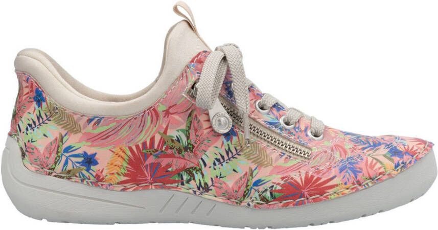 Rieker Slip-on sneakers vrijetijdsschoen lage schoen instapschoen met opgezette vetersluiting