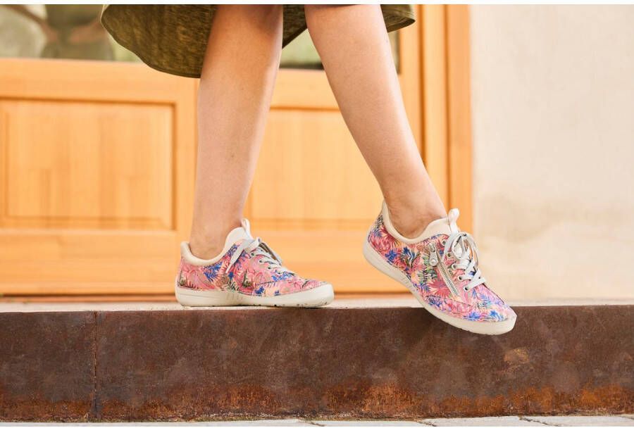 Rieker Slip-on sneakers vrijetijdsschoen lage schoen instapschoen met opgezette vetersluiting