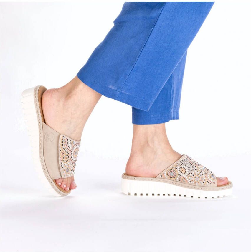 Rieker Slippers Zomerschoen strandschoen huisschoen met verstelbare klittenbandsluiting