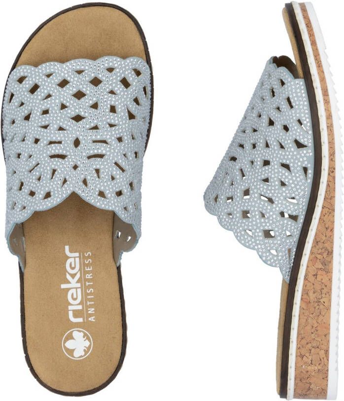 Rieker Slippers Zomerschoen slippers huisschoen sleehak met perforatie