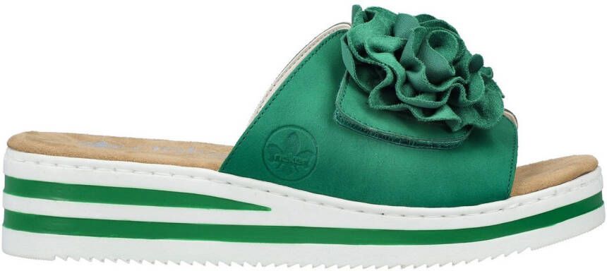 Rieker Slippers zomerschoen poolslide strandschoen sleehak met klittenbandsluiting