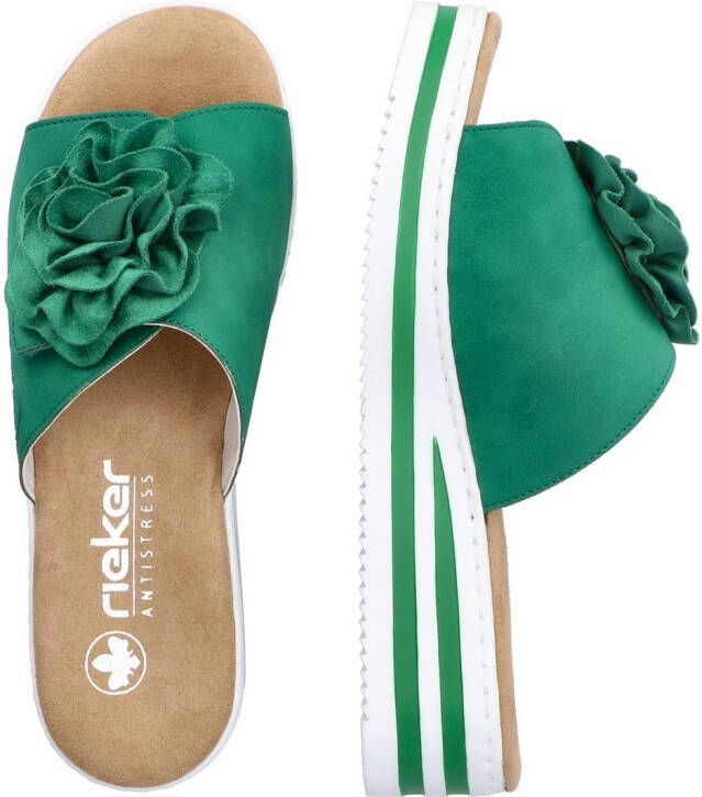 Rieker Slippers zomerschoen poolslide strandschoen sleehak met klittenbandsluiting