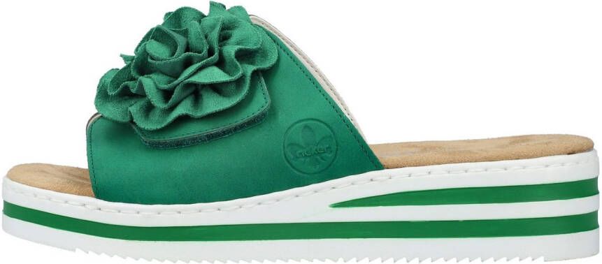 Rieker Slippers zomerschoen poolslide strandschoen sleehak met klittenbandsluiting