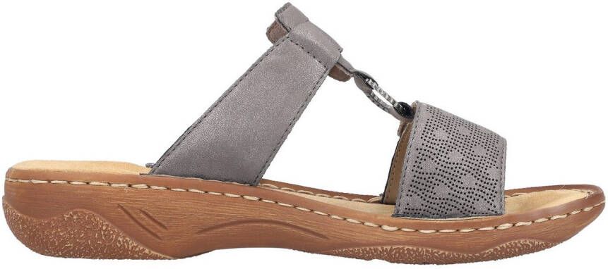 Rieker Slippers Zomerschoen slippers vakantieschoen klittenbandschoen met perforatie