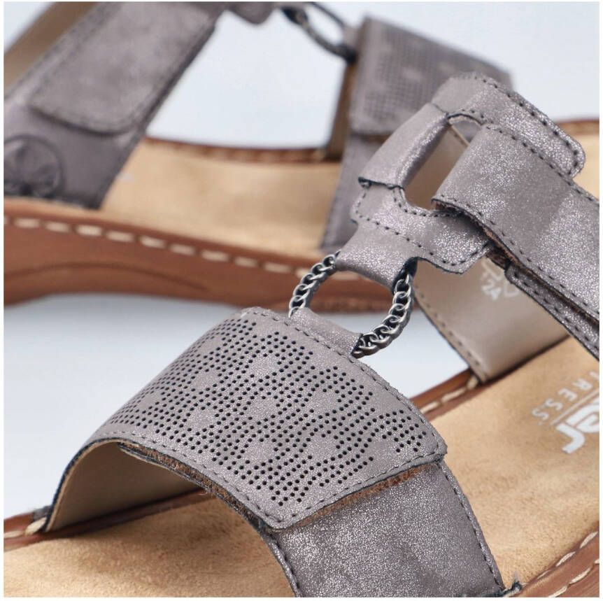 Rieker Slippers Zomerschoen slippers vakantieschoen klittenbandschoen met perforatie