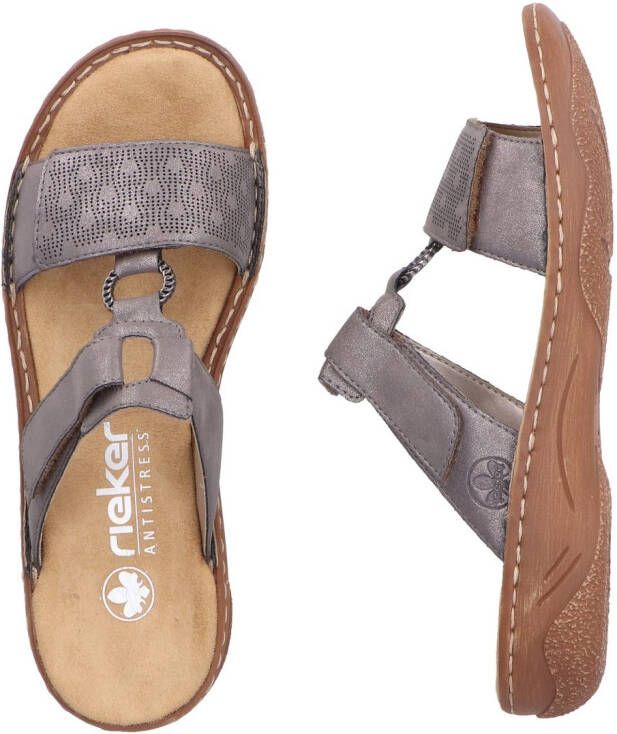 Rieker Slippers Zomerschoen slippers vakantieschoen klittenbandschoen met perforatie