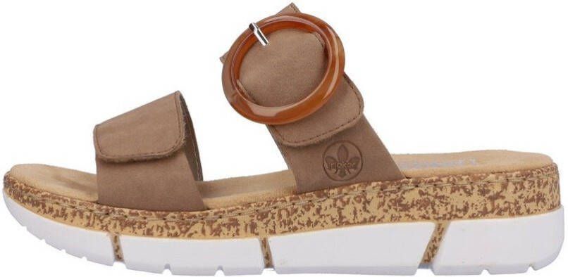 Rieker Slippers sleehak zomerschoen slippers met moderne siergesp